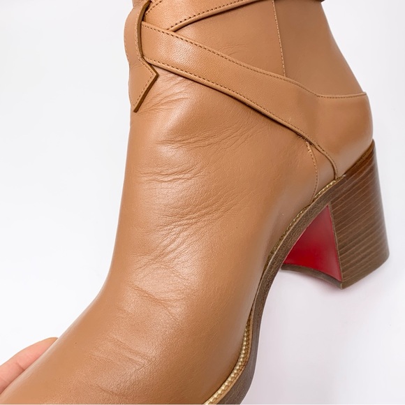 Christian Louboutin Karistrap 70 Ankle Boots (Sz EU 41) Calfskin Leather Cuoio - Picture 5 of 16